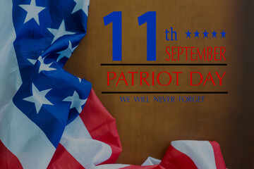 Fototapeta na wymiar patriot day illustration. We will newer forget 9 11 patriotic illustration with american flag