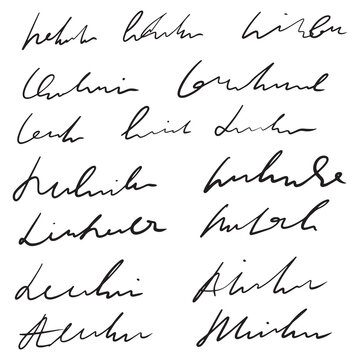Handwritten abstract text, vector cursive script, imitation of hand-drawn ink text, unreadable words. Decdorative Strokes, underlines