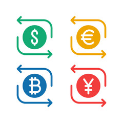 color set of money exchange or remittance icon