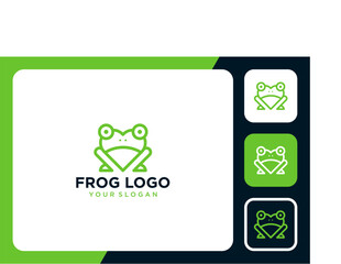 frog logo design with line art