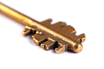 Old key is isolated on white background