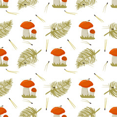 aspen mushrooms, beautifully seamless pattern