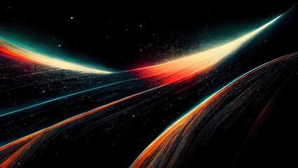 Fototapeta na wymiar Retro futuristic, space wallpaper. 4K vintage background, colorful vintage abstract galaxy illustration. Colorful planets, spaceships flying through the galaxy. 
