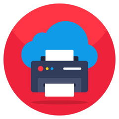 Creative design icon of cloud printer 