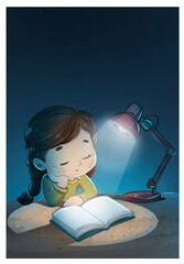 Girl in class reading a book school - 521804810