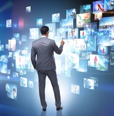 Concept of streaming video with businessman