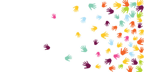 Cheerful kids handprints preschool education concept vector