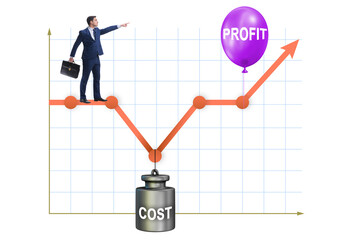 Chart with profit and cost and businessman