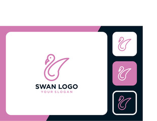 swan logo design with line art