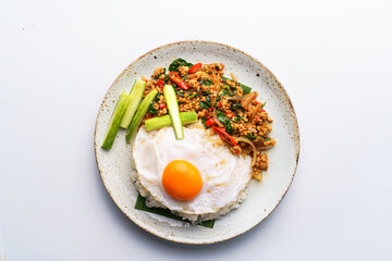 Pork Basil on white background