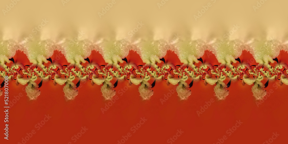 Poster complex design 3d fractal structure in beige on a scarlet background