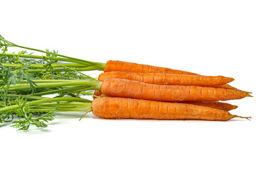 Carrot vegetable with leaves isolated on white background cutout