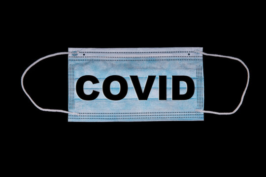 Standard Surgery Medical Protection Mask N95 To Protect From Airborne Virus Like COVID Or SARS With COVID Text Cutout 