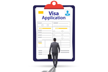 Visa application concept with businessman