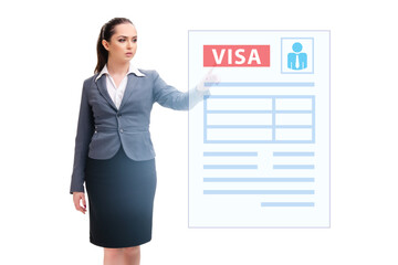 Visa application concept with businesswoman