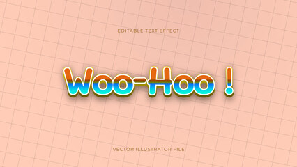 Modern woo-hoo editable text effect vibrant modern color shiny. Text style effect. Editable typography fonts vector files