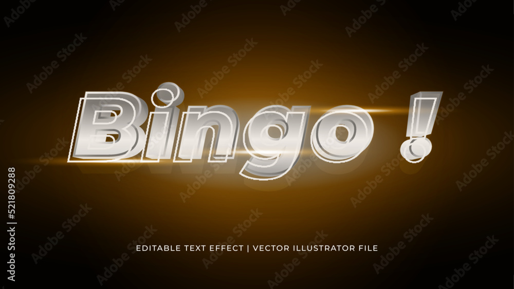 Aufkleber Creative bingo editable text effect design template. Editable Vector Text Effect For Branding, Mockup, Social Media Banner, Cover, Book, Games, Title