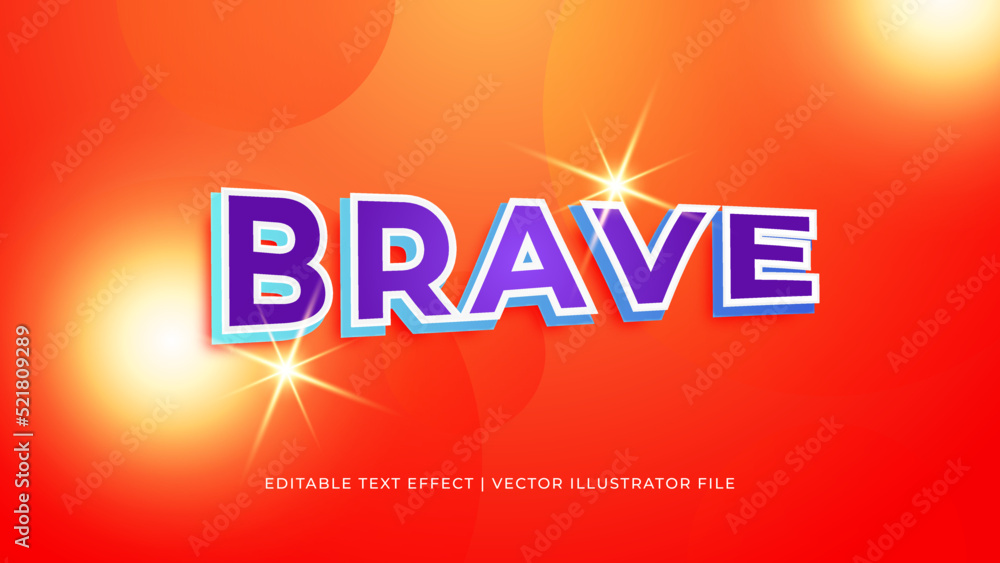 Poster Creative brave editable text effect design template. Editable Vector Text Effect For Branding, Mockup, Social Media Banner, Cover, Book, Games, Title