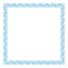 Decorative frame Elegant vector element for design in Eastern style, place for text. Floral blue and white border. Lace illustration for invitations and greeting cards
