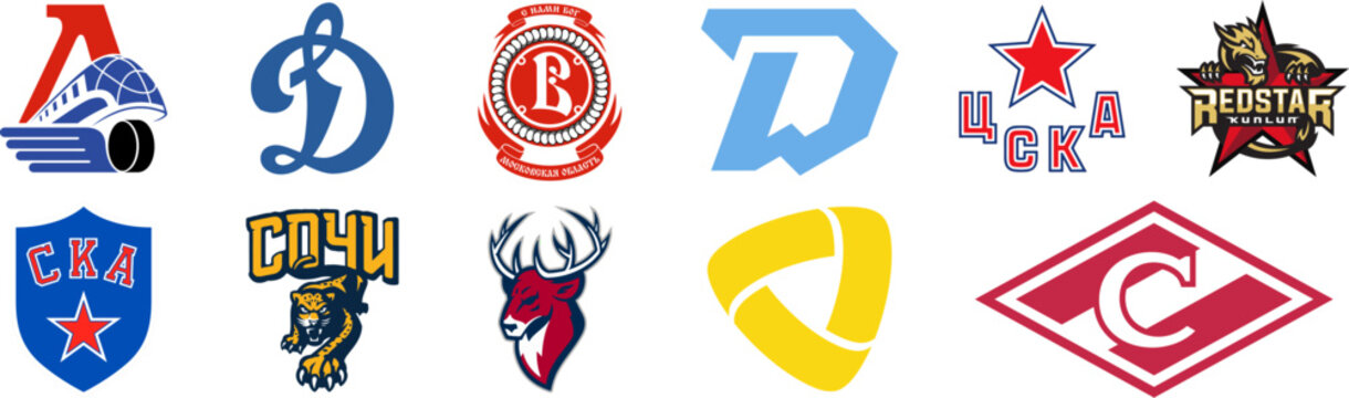 KHL season 2022-2023. Kontinental Hockey League, Russia, Western Conference, CSKA Moscow, HC Dinamo Minsk, HC Kunlun Red Star, Severstal , Lokomotiv Yaroslavl, HC Dynamo Moscow Kyiv, Ukr - Aug 7, 2022