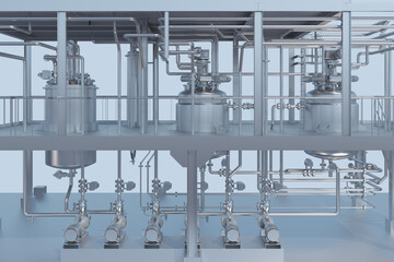 close up industrial background with reactors pipes engines