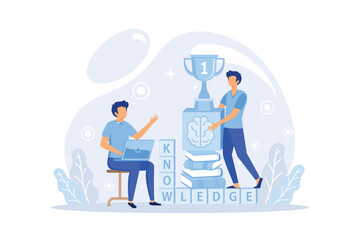Success education concept. winner,reward,competition,knowledge, skills. modern flat illustration