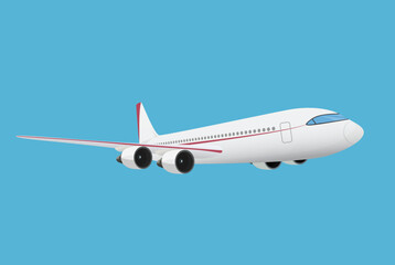 Obraz premium Airplane in sky concept. Aircraft plane flying in the blue sky background vector illustration