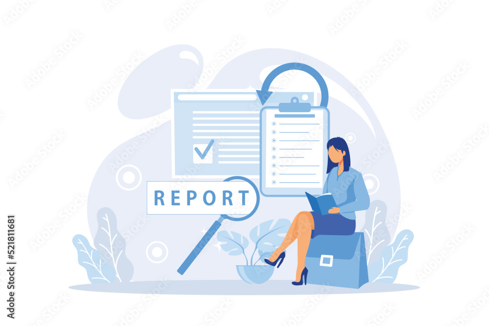 Poster vision and scope document abstract concept vector illustration. vision statement, scope document, ma