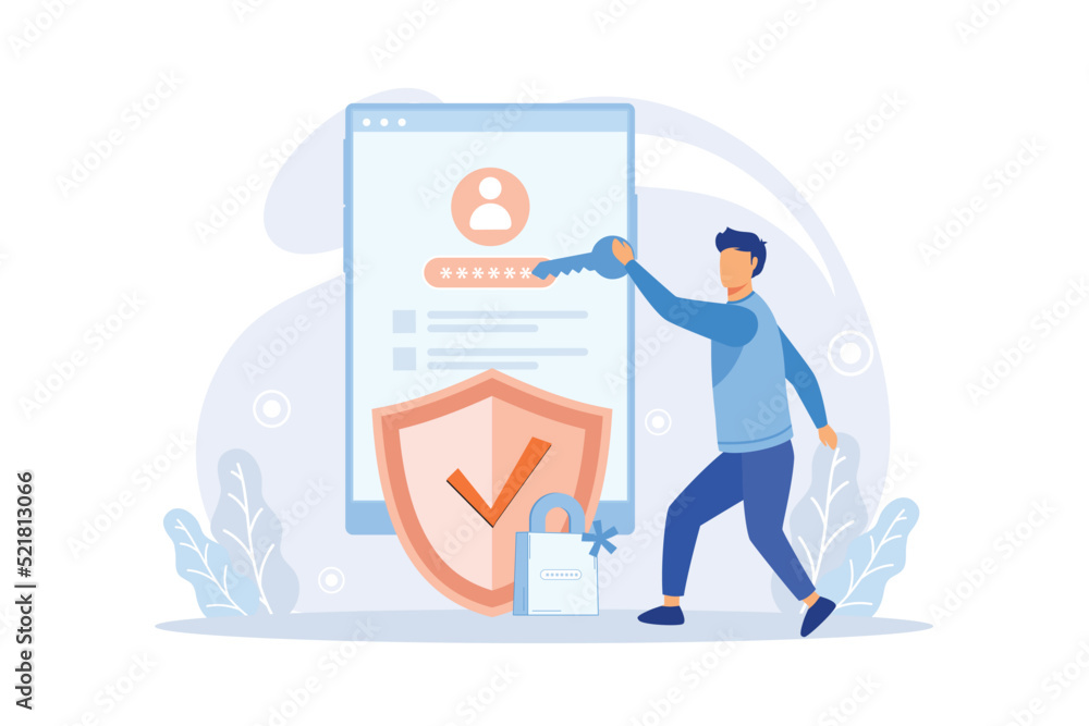 Poster registration or sign up user interface. users use secure login and password. collection of online re