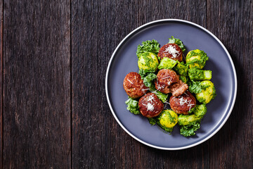 finnish beef meatballs with potatoes and pesto