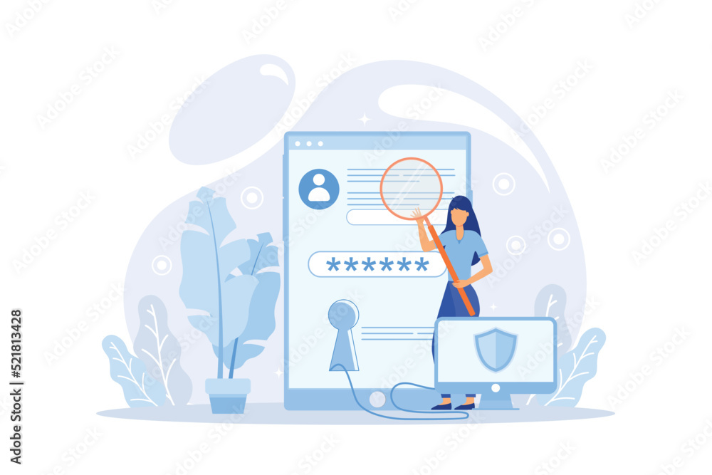 Poster 2-step authentication illustration web page. for websites, landing pages, mobile applications, poste