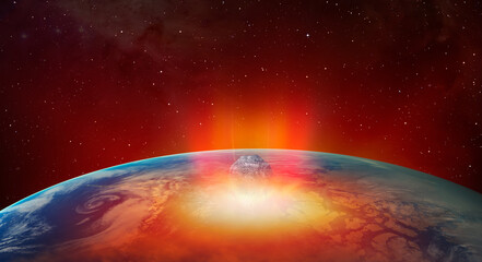 Attack of the asteroid (meteor) on the Earth "Elements of this image furnished by NASA