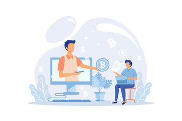 Cryptocurrency bitcoin mining metaphor Blockchain exchange platform. Cyber banking procedures, bitcoin trading, wallet. Ecurrency transactions. Digital currency, cryptocurrency market, hidden mining 