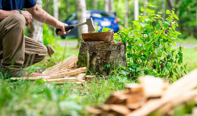 薪　薪割り　キャンプ　アウトドア　焚き火