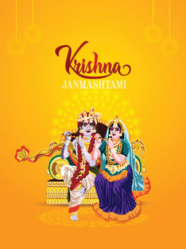 Happy krishna janmashtami celebration card