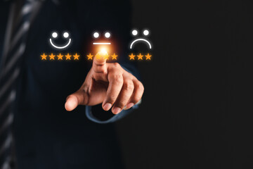 Customer Experience Concept Businessman Rating Smile Technology Emoticon Customer Satisfaction Survey