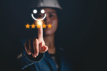 decision concept Engineers show satisfaction assessment results with organizational goals....