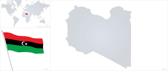 Libya map and flag. vector 