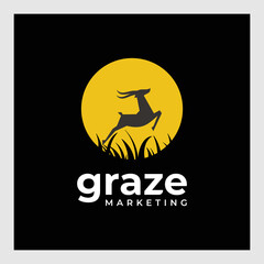 creative deer animal character logo design marketing concept