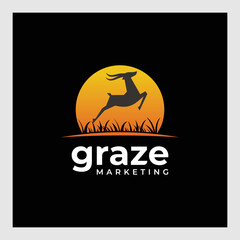 creative deer animal character logo design marketing concept