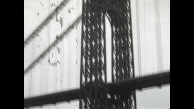 George Washington Bridge 1931 - Views of the newly constructed George Washing Bridge, spanning the Hudson River in New York City, seen from a ferry  months before the bridge officially opened in 1931.