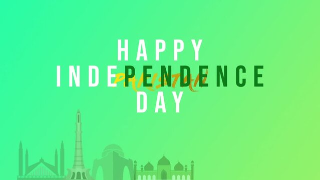 happy independence day pakistan with historical places of pakistan.