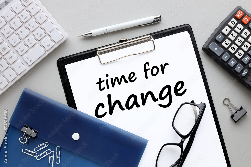 Poster time for change business concept text on folder