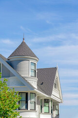 French country style home with gray and curved wall exterior in San Francisco, California