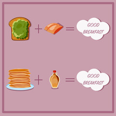 Good breakfast. Retro menu. Food math