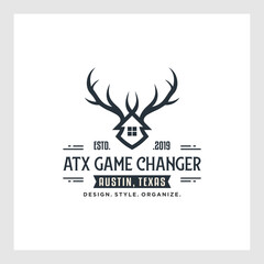 deer head logo and home