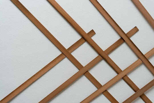 vintage cedar wood straps arranged in a lattice form