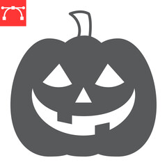Pumpkin glyph icon, halloween and scary, halloween pumpkin vector icon, vector graphics, editable stroke solid sign, eps 10.