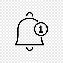 Alarm bell with notification simple icon vector. Flat design. Transparent grid.ai