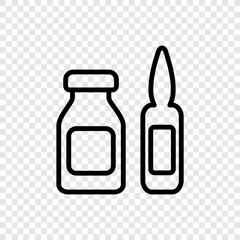 Ampoule simple icon vector. Flat design. Transparent grid.ai